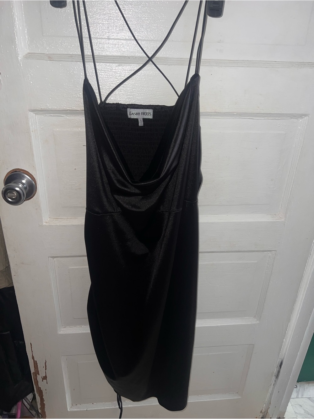 Lovers + Friends Black Slip Dress with Cowl Neck